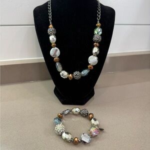 Alfani Iridescent and Bronze Beaded Necklace & Bracelet Set - Women Jewelry